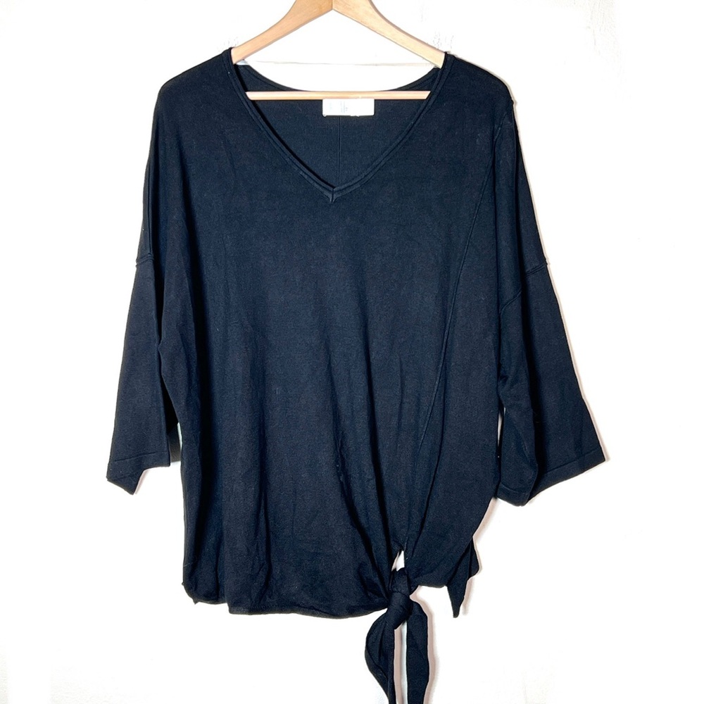 NWT Time and Tru black V-neck knit lightweight sweater top size XXXL B187